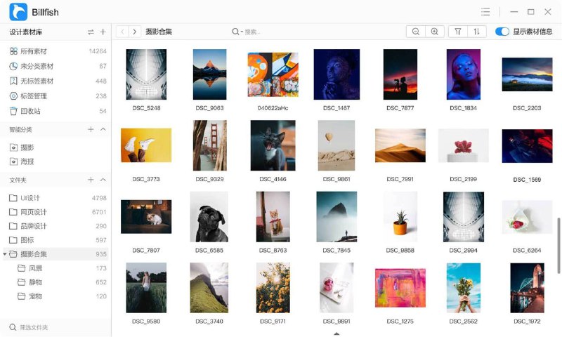 #Design #APP #macOS #Windows🐟 BillFish · 国产设计素材管理工具官网｜下载 💡 特点- 素材导入和整理方便，支持 Eagle、花瓣、堆糖素材资源导入- 多浏览器插件支持，涵盖国内外常用浏览器- 素材采集、截图方式多样且灵活- 免费，支持 macOS 和 Windows 平台- 使用体验流畅，索引建立快速🐦 使用体验使用 BillFish 进行素材管理了一段时间，体验是很棒的，它简单易用，对非专业设计师（例如我）很友好
