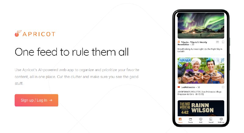 Apricot: 讲究随时随地使用的线上 RSS 阅读器🔸无广告🔸可切换算法排序和按时间排序🔸支持基于 ChatGPT 的摘要生成🔸支持 OPML 导入导出🔸支持暗色模式