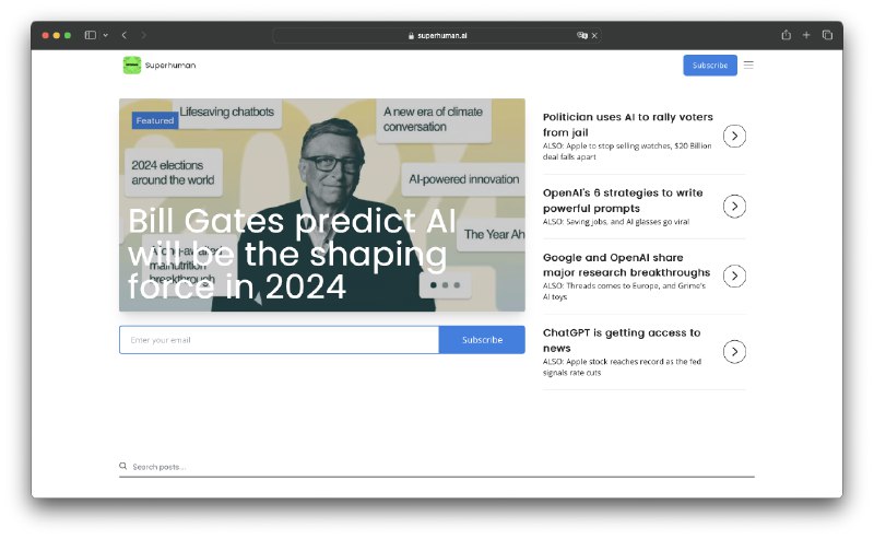 📰 Meco 公布2023年度 newsletters 榜单，也许是一个不错的信息源订阅参考：🏆 The best newsletters of 2023 on Meco1. 增长最快的 newsletter | superhuman.ai