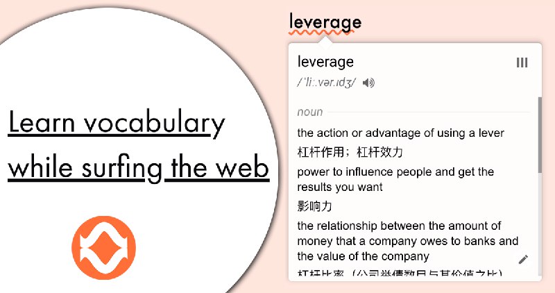 Learn language vocabulary while surfing the web
