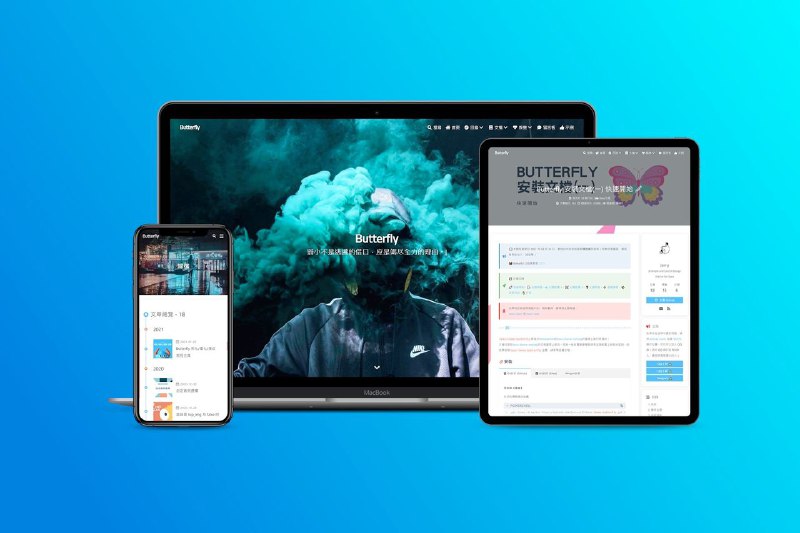 #Blog #GitHub情报 🏠 hexo-theme-butterfly：功能丰富的 Hexo 博客主题GitHub | Wiki | Demo👉 Features：- 卡片式两栏 UI 设计- 响应式布局- 支持搜索和 TOC 展示- 可自定义博客主题色- 支持 Disqus、Gitalk、Valine、Waline 等评论系统- 丰富的动画效果- 内置 Mathjax 和 KatexButterfly 主题的开发基于 Melody 主题，在此基础上做了两栏设计，并带来了很多一眼看不出的实用功能