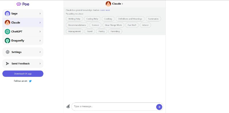 AI 的马厩丨POE AI 网页版集成除之前 AI 工具的「三驾马车」（Chat-GPT、Bing Chat、NotionAI），最近 Quora 的 POE 聊天机器人网页端也集成了 Sage、Claude、Dragonfly 和 Chat-GPT